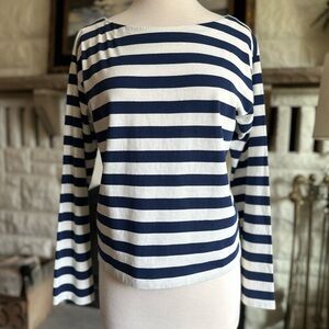 Classic Navy and White Striped Long Sleeve Top